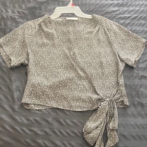 Lush S Sheer Wrap White/Black Blouse